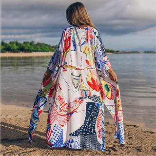 Pareo Bãi Biển Cape Nữ Mùa Hè In Bikini Che Phủ Kimono Kaftan Đi Biển Đầm Tắm Phù Hợp Với Tunic Plus Kích Thước
