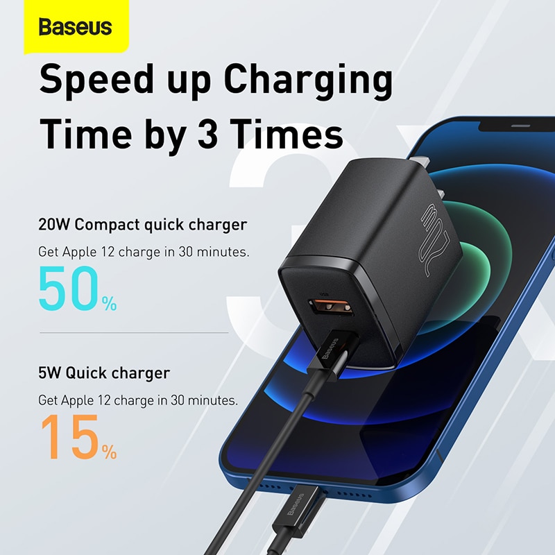 Ảnh Cốc Sạc Nhanh Baseus QC 3.0 Cổng USB Type C Kép 20W PD 3.0 Cho iPhone 13 4