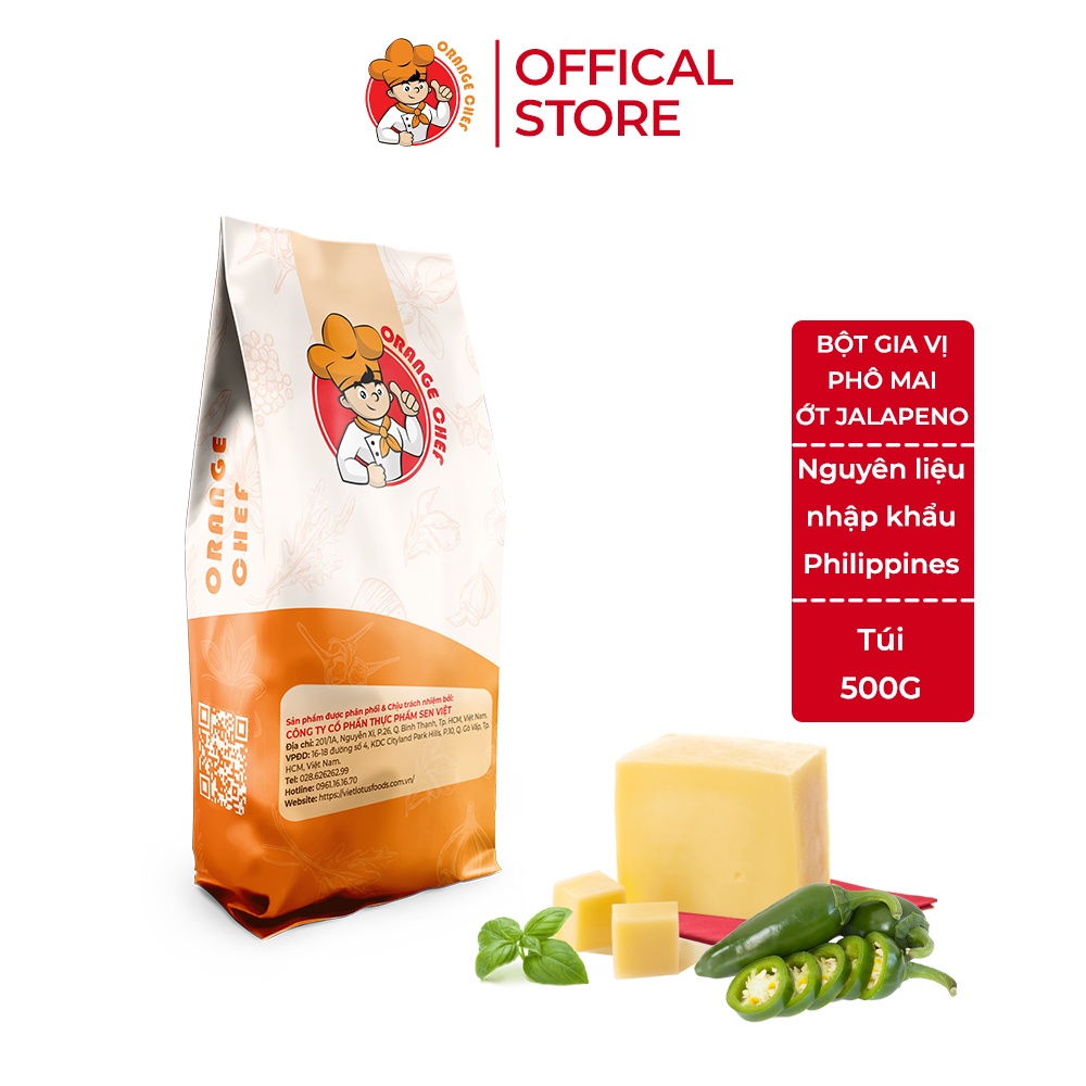 [Mã BMLTB35 giảm đến 35K đơn 99K] Bột Gia Vị Phô Mai & Ớt Jalapeno Orange Chef - 500g Túi