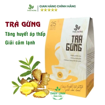 Trà Gừng Thái Hưng (Hộp 25 túi lọc x 5g) Giải cảm lạnh, tăng huyết áp thấp