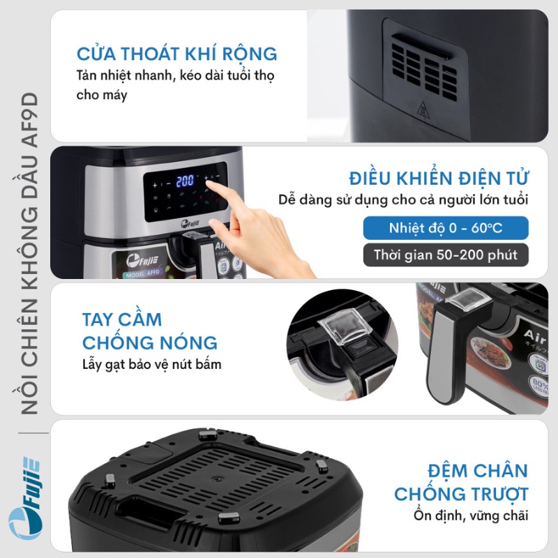 Ảnh Nồi chiên không dầu FujiE AF9D dung tích 9.2L - Bảng điều khiển điện tử - Chương trình cài đặt sẵn 4