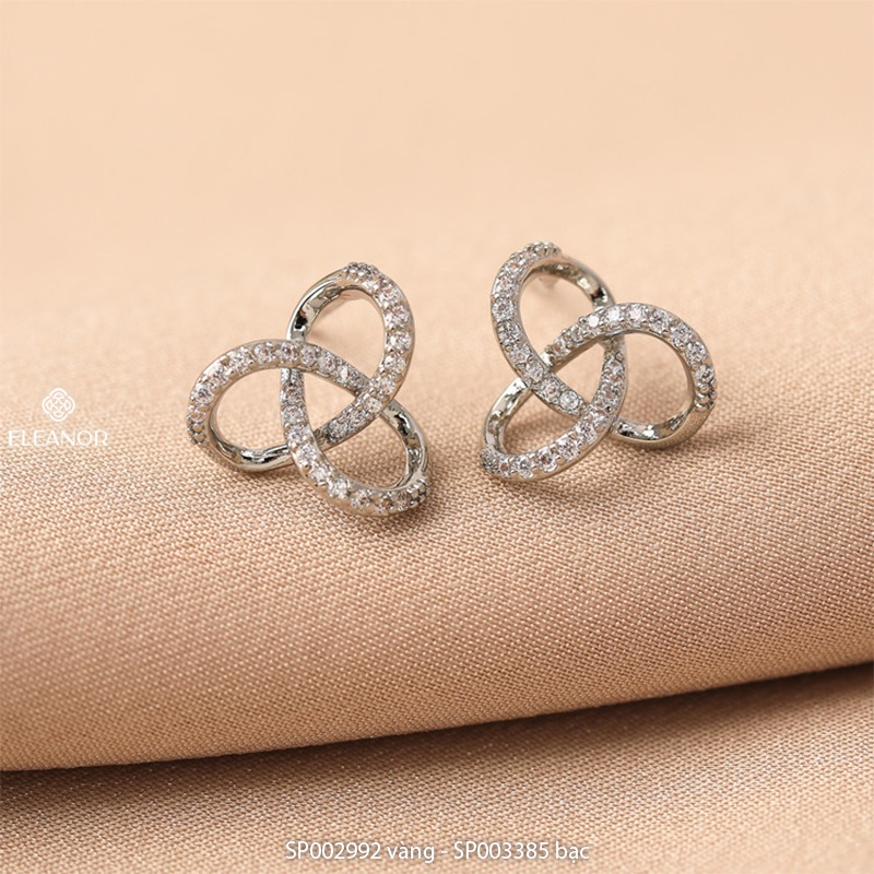 Bông tai nữ chuôi bạc 925 Eleanor Accessories viền xoắn đính đá phụ kiện trang sức khuyên tai 2992