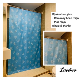 Rèm Cửa Phòng Tắm Màu Xanh Dương Họa Tiết Sò Cao Cấp Chống Thấm Nước 100% Polyester LA6520