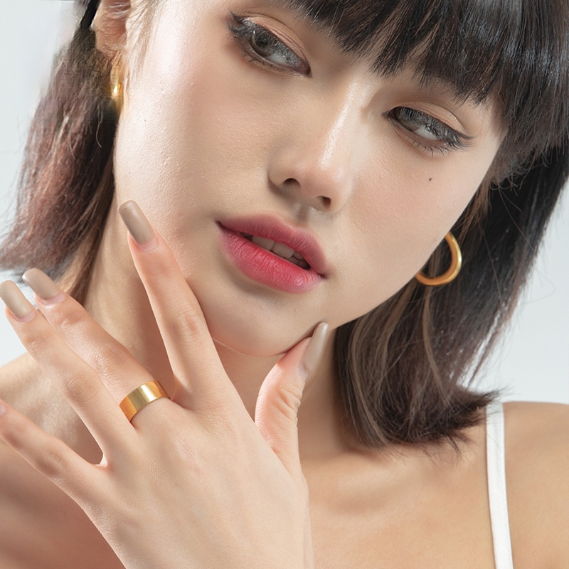 Nhẫn thép không gỉ thiết kế đơn giản nhẵn mịn thời trang cho nữ
