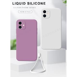 Ốp điện thoại dẻo chống sốc màu trơn kèm dây đeo tay cho iPhone 6 6S 7 8 Plus X XS MAX XR