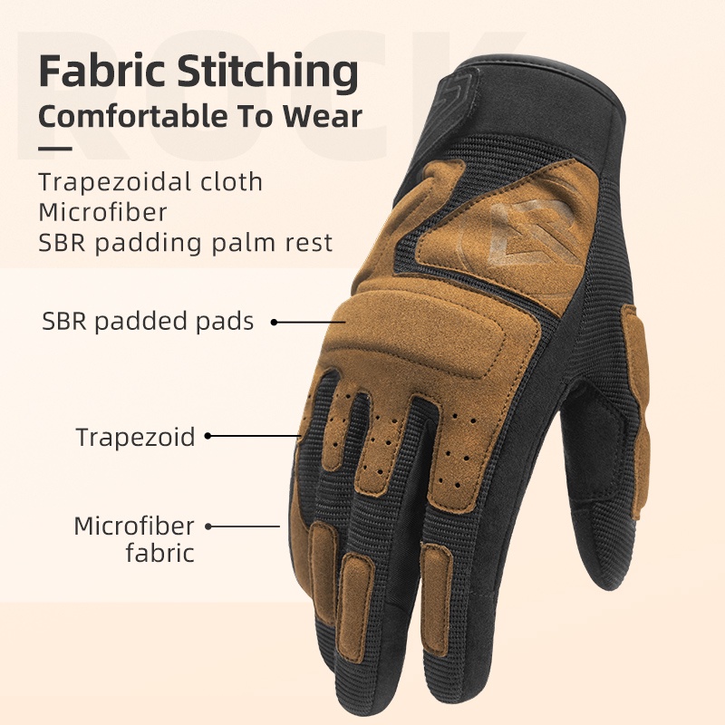 Rockbros Găng Tay Xe Máy Full Ngón Tay Miếng Lót Tay Chống Sốc Găng Tay Xe Đạp Ngón Tay Dài Màn Hình Cảm Ứng MTB Xe Đạp Đường Bộ Thiết Bị Đi Xe Đạp