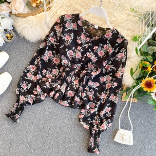 Áo sơ mi voan nữ phong cách Hàn Quốc, tay dài