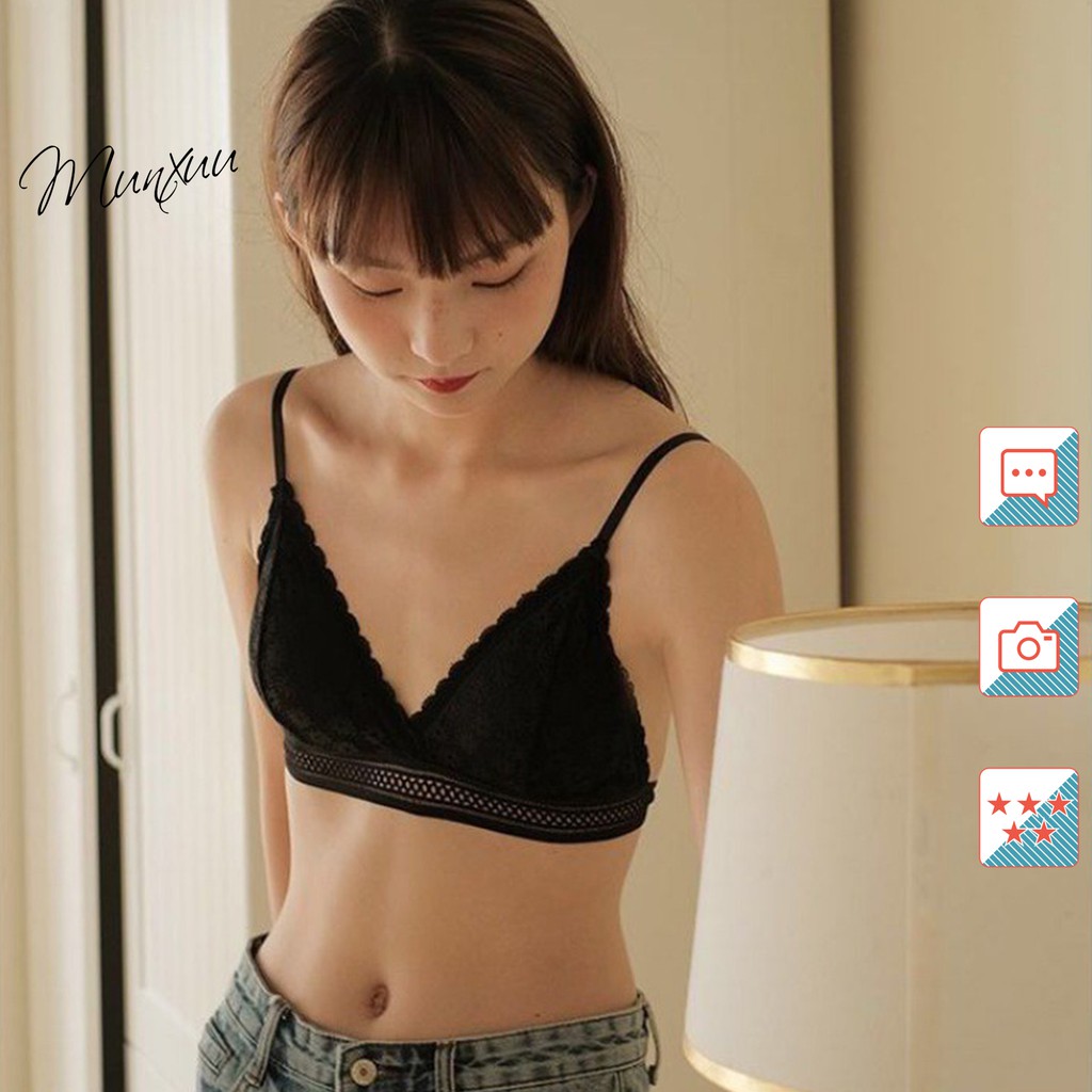 Áo bra nữ ren hoa cúc, đệm mỏng không gọng nâng đẩy ngực thon gọn – MUNXUU BR05
