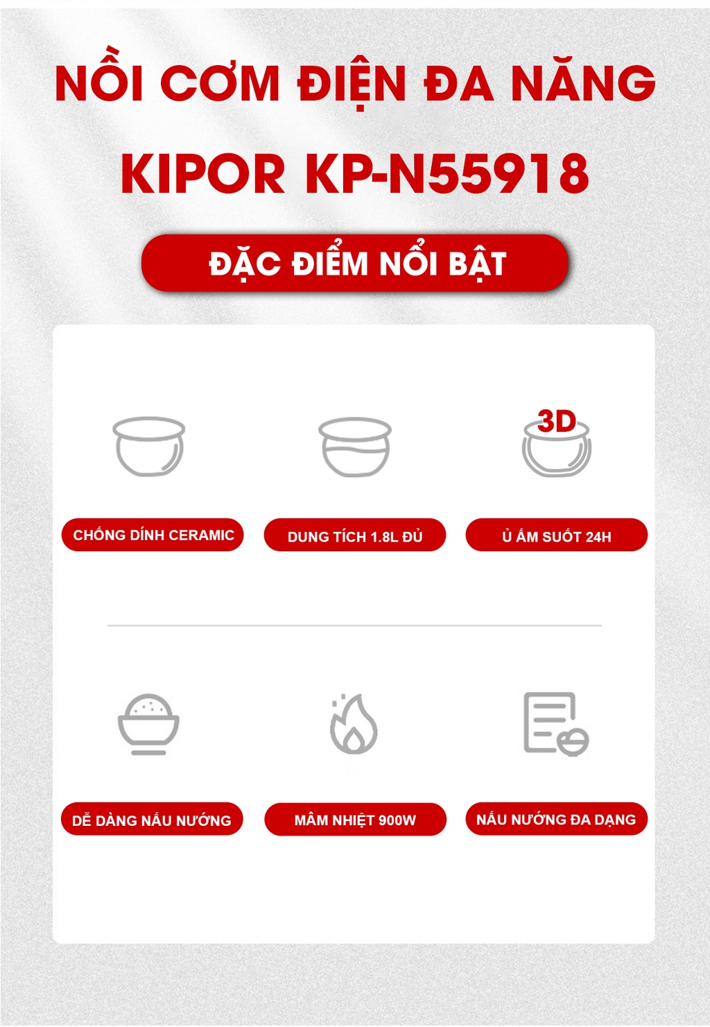 Lòng nồi niêu KIPOR KP-N55918