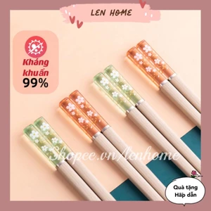 ĐŨA ĂN KHÁNG KHUẨN ION BẠC PHONG CÁCH NHẬT BẢN SAKURA HOA ANH ĐÀO VINTAGE DỤNG CỤ NHÀ BẾP DECOR BÁT ĐŨA LENHOME