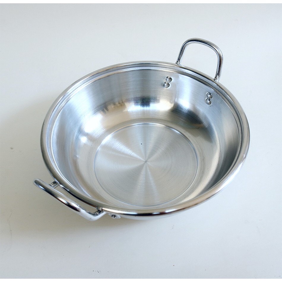 Nồi inox nấu lẩu, Chảo Hai Quai Đa Năng, Tiện Dụng Ăn Gia Đình, Bạn Bè, Hàng Quán