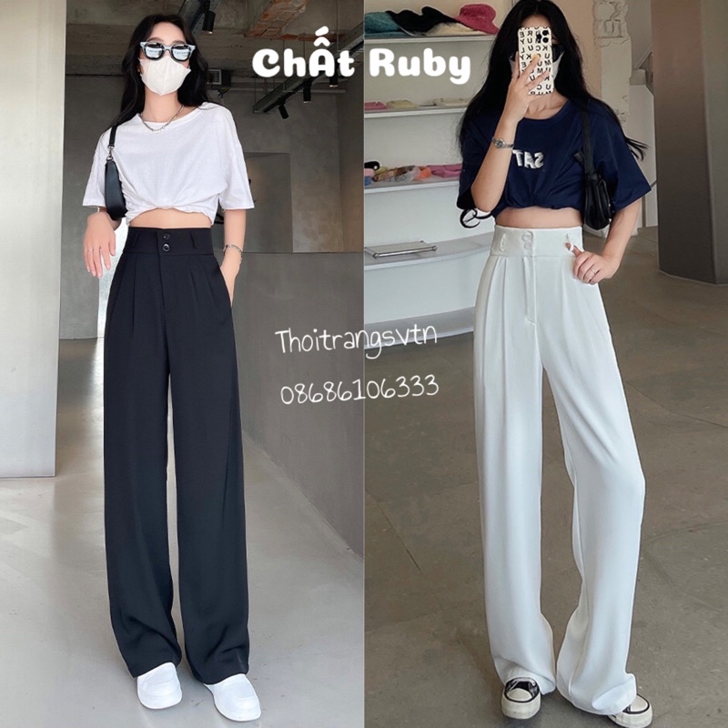 Quần Ống Rộng nữ cao cấp ,Chất Vải Ruby Xuất Hàn Sịn, Mặc Tôn Dáng Cực Xinh, mặc đi chơi, đi học thoải mái, from đẹp