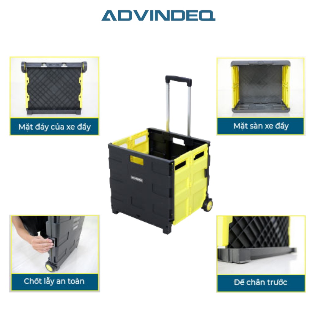 Xe kéo đi chợ gấp gọn 2 bánh đa năng ADVINDEQ HT-SP02, tải trọng 35kg, công nghệ cao cấp, bảo hành 12 tháng