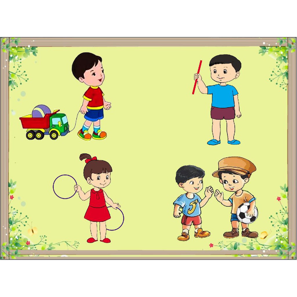 Tranh mầm non bộ 3 tranh decan bóc dán kích thước 60x90cm giá rẻ