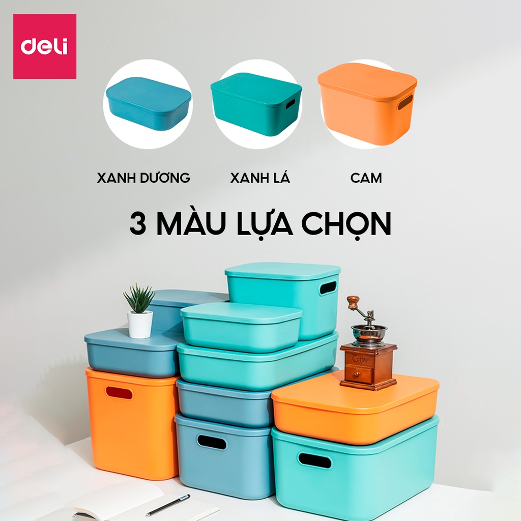 Hộp Đựng Đồ Có Nắp Cỡ Lớn Deli Hộp Nhựa Đựng Quần Áo Đa Năng Có Tay Cầm Nhựa Chất Lượng