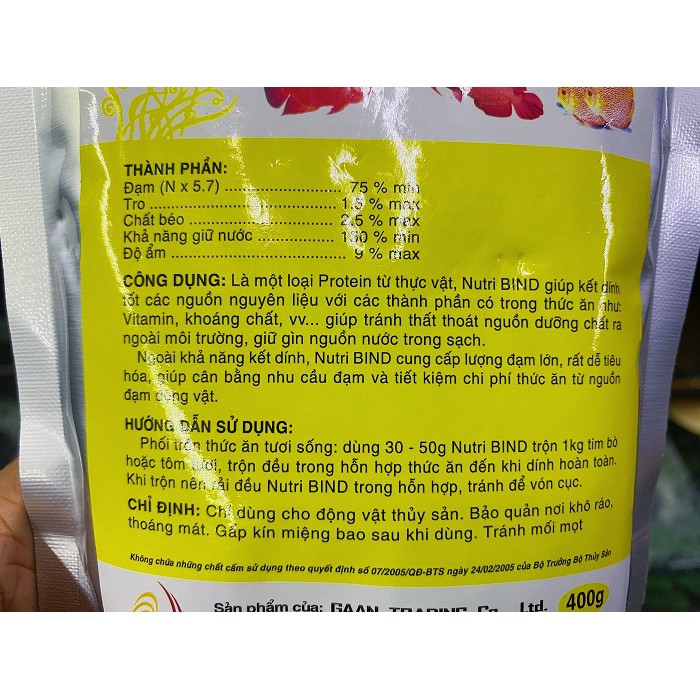 NUTRI BIND KẾT DÍNH TỰ NHIÊN TRỘN TÔM, TIM BÒ THỨC ĂN CHO CÁ