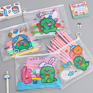 3 Túi Đựng Bút Tài Liệu A5 Khủng Long Xanh Cute - Thỏ Hồng VPP
