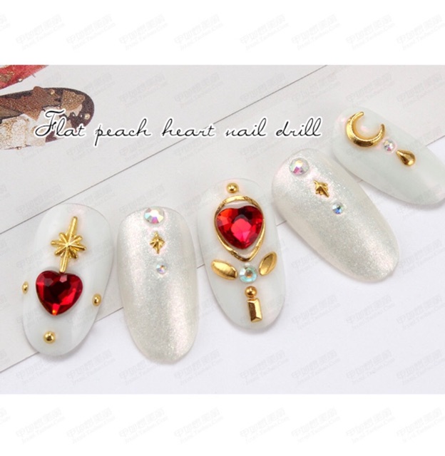 Đá hình tim trang trí móng size 8mm túi 10v màu ngẫu nhiên