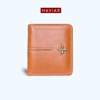 Ví Da Đứng HAVIAS Da Bò Nappa thật nhập khẩu 100% kích cỡ siêu nhỏ gọn ví da nam nữ PLUX