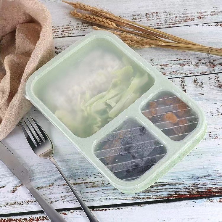 Hộp Cơm Vuông Lúa Mạch an Toàn Thực Phẩm Hộp Bento Hình Vuông, Hộp Bento Cấp Thức Ăn, Hộp Bento Có Nắp, Hộp Bento Ăn Trưa, Hộp Bento Rơm Lúa Mì