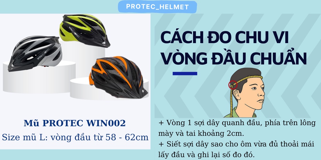 Mô tả Nón bảo hiểm xe đạp người lớn Protec Win 002, tiêu chuẩn châu âu, thời trang, an toàn - 2