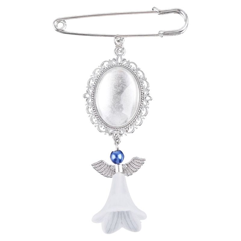King white angel wedding bouquet photo charm pin lacy oval bridal charm dễ làm