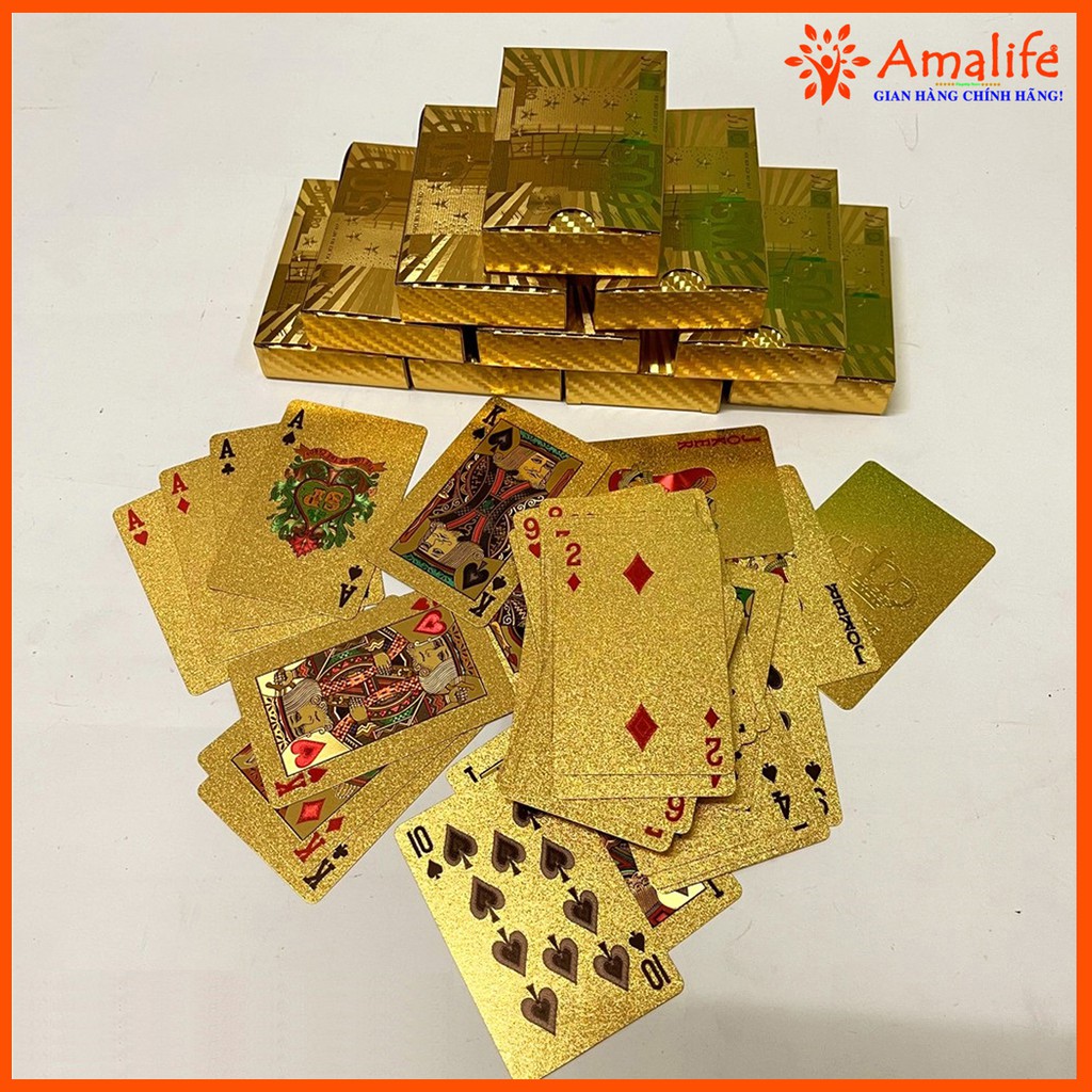 Ảnh Bài Tây Poker Nhựa Cao Cấp Mạ Nhũ Màu Vàng Chống Thấm Nước Uốn Cong Chính Hãng Amalife 4