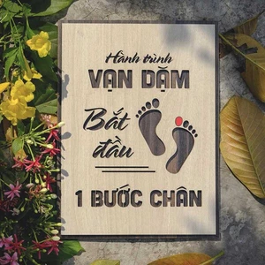 Tranh gỗ decor truyền cảm hứng"Hành trình vạn dặm bắt đầu từ 1 bước chân"