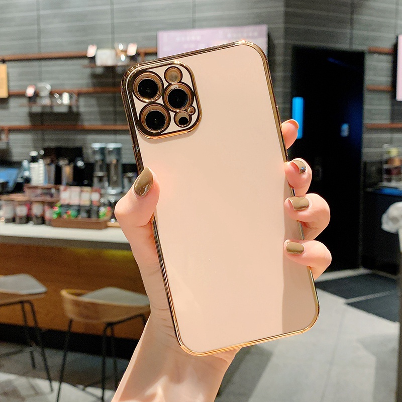 Ốp Điện Thoại Mạ Điện Viền Thẳng Chống Sốc Cho IPhone 13 13Pro 13Pro Max 12 12Pro 12Pro Max 7 8 Plus 13 Pro Max