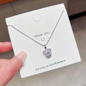 Vòng cổ titan nữ mặt hình gấu con xinh xắn dễ thương mẫu mới 2023