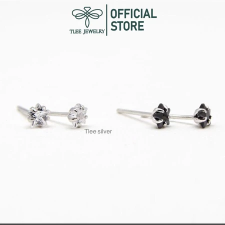 Khuyên tai bạc nữ TLEE sao đá sang trọng TLEE JEWELRY B0299