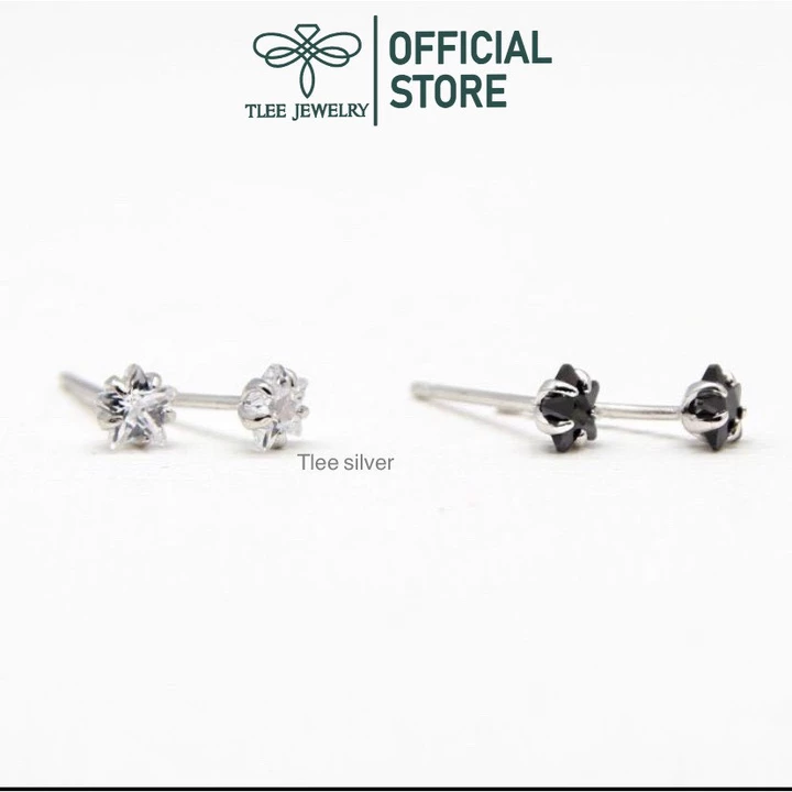 Khuyên tai bạc nữ TLEE sao đá sang trọng TLEE JEWELRY B0299