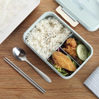 Hộp đựng cơm lúa mạch cao cấp 3 ngăn kèm đũa thìa