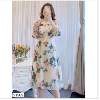 ĐẦM HOA NƠ PHỐI VOAN,THIẾT KẾ HỌA TIẾT HOA VÔ CÙNG SANG TRỌNG,ĐẶC BIỆT LÀ CHẤT LIỆU VÃI THOÁNG MÁT NAM LEE26688