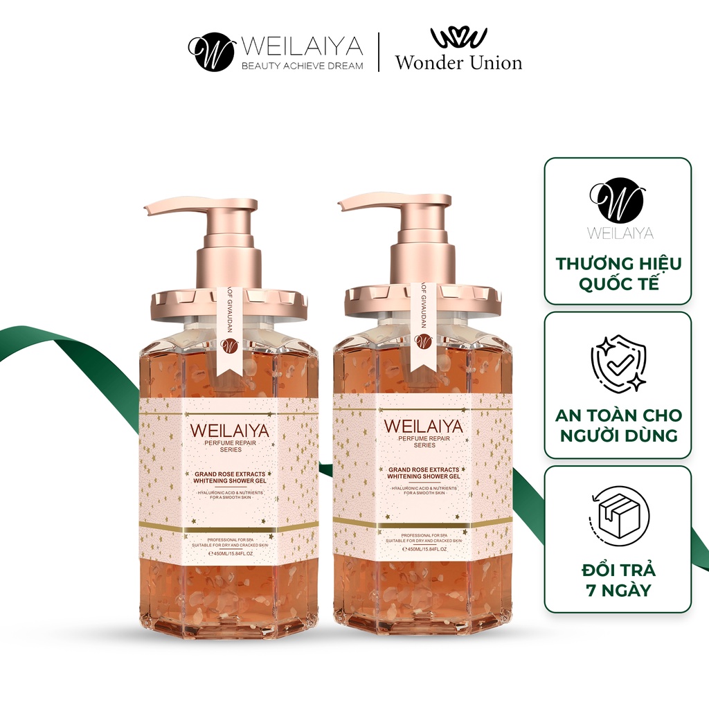 Ảnh Sữa tắm trắng da cánh hoa hồng Damask Weilaiya Grand Rose Extracts Whitening Shower Gel 450ml Combo 2 chai 2