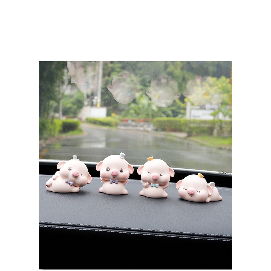 Decor bộ heo, lợn gia đình trang trí taplo ô tô vô cùng đáng yêu , phụ kiện xe hơi sáng tạo, hoặc để bàn làm việc có tặn