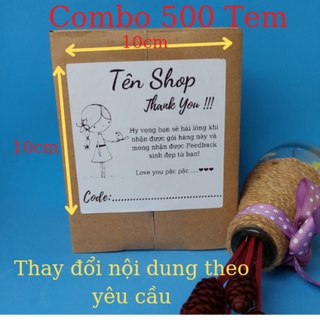 Cuộn 400 Tem ghi mã vận đơn có tên shop, có sẵn keo kích thước 10x10cm