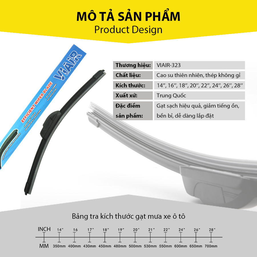 Gạt Mưa Không Xương VIAIR 323 (28 Inch/700 mm)