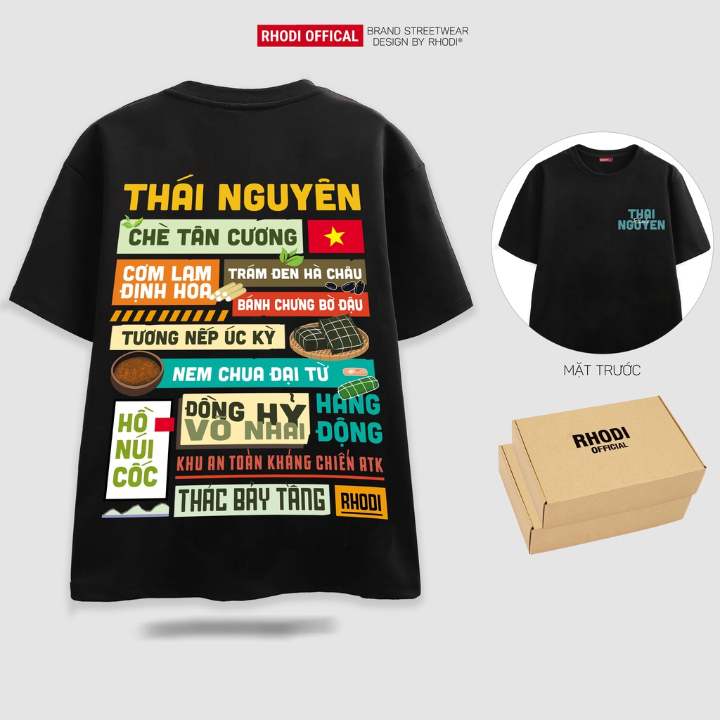 Áo thun local brand RHODI phông cổ tròn tay lỡ unisex nam nữ Thái Nguyên