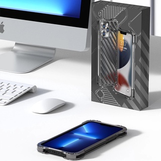 [R-JUST] Heavy Duty Metal Armor Case For iPhone 16 ProMax 15 Plus 14 13 12 Pro Max Cover 14plus Alloy Hollow Design Funda Shockproof Coque Skin Ốp Điện Thoại Hợp Kim Chống Sốc
