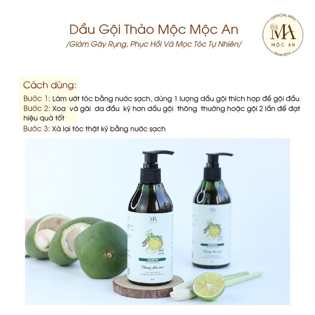 Ảnh Dầu Gội Thảo Mộc Mộc An Giảm Gãy Rụng, Phục Hồi Và Mọc Tóc Tự Nhiên 300g 4