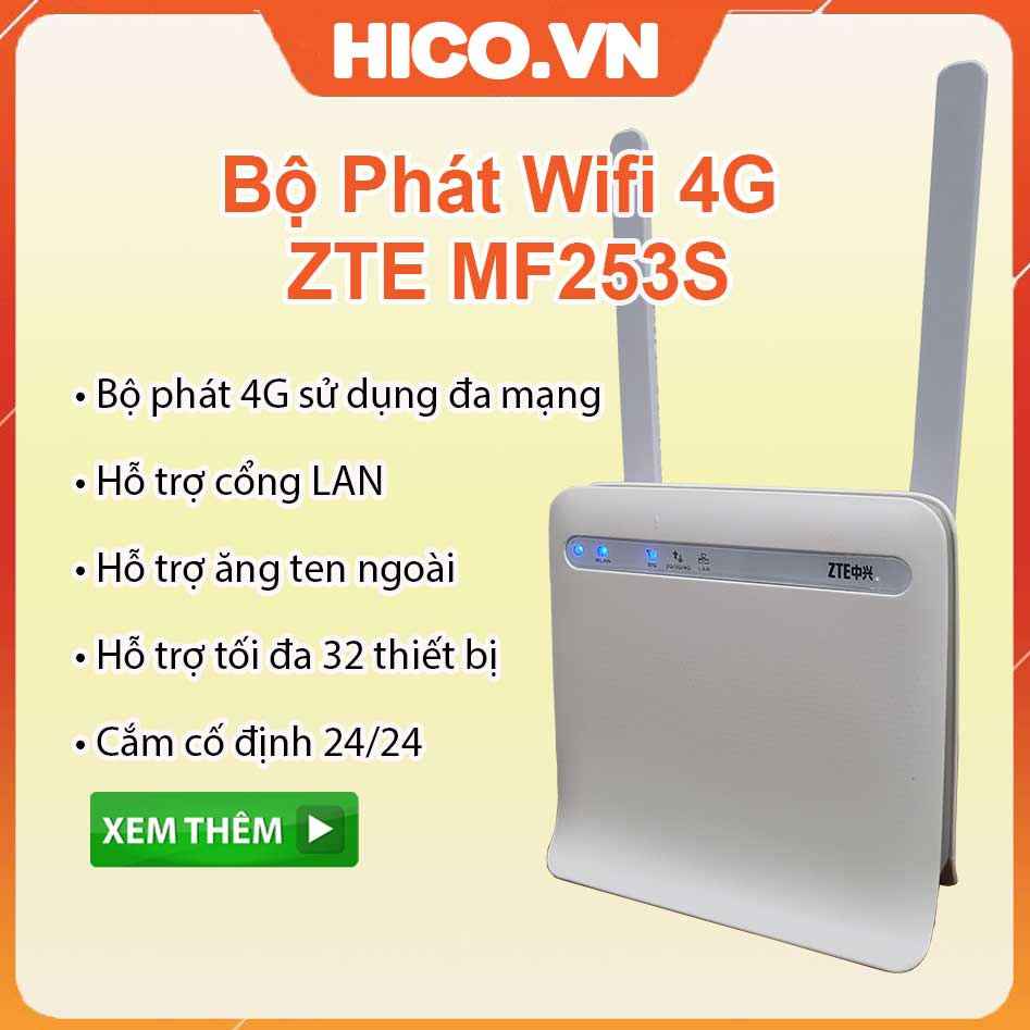 ZTE MF253S MF253 Bộ Phát Wifi 3G 4G , tốc độ 150Mb, Hỗ Trợ Tối Đa 32 ...