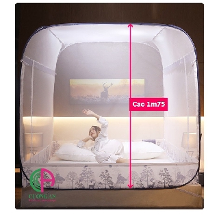 Màn chụp tự bung đỉnh vuông  có chân viền vải lụa cao cấp - Thương hiệu Cường An. Bảo hành 12 tháng