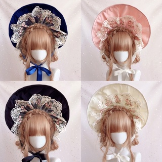 Mũ Bonnet Đính Ruy Băng Phong Cách Lolita Cho Nữ