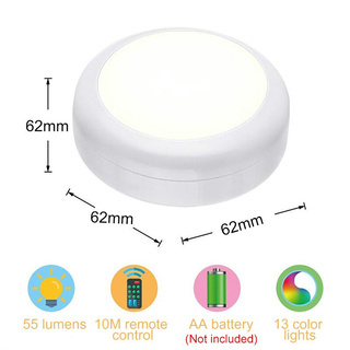 Cảm Ứng Đèn LED Tủ RGB 13 Màu Puck Ánh Sáng Có Thể Điều Chỉnh Độ Sáng Dưới Kệ Nhà Bếp Quầy Chiếu Sáng Điều Khiển Từ Xa Đèn Ngủ