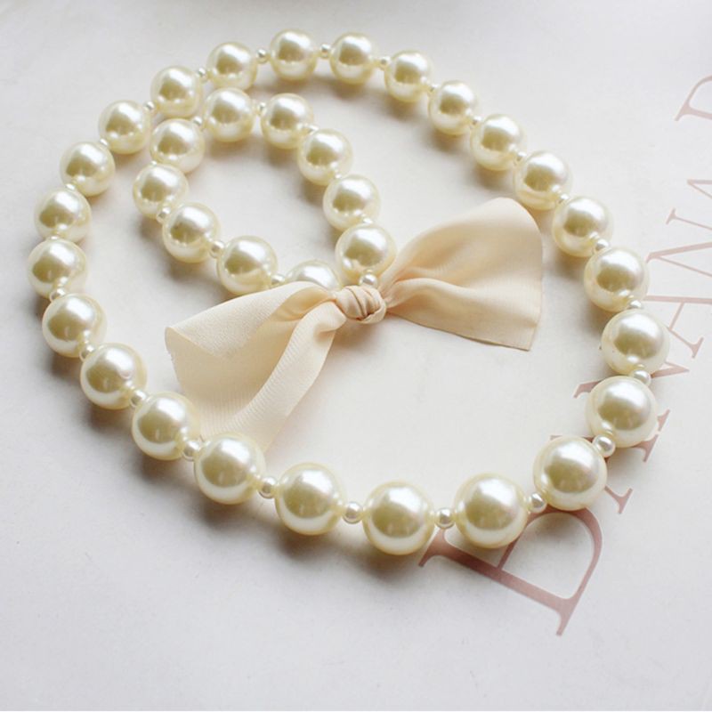 ✿Inn✿ 1 Bộ Vòng Tay Và Dây Chuyền Ngọc Trai Nhân Tạo Cho Bé Gái