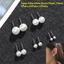 KANGN 5 Cặp / 10 Cặp / 12 Cặp Tai Stud 4mm 5mm 6mm 8mm 10mm 12mm Đám Cưới Đính Hôn Thời Trang Hình Tròn
