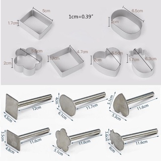 Set 10 khuôn nhấn ép và dụng cụ cắt bánh quy hình vuông/chữ nhật/trái tim/hoa/trái dứa tiện dụng