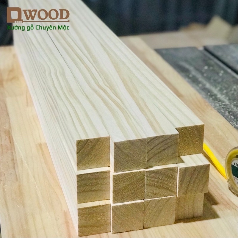 Ảnh Thanh gỗ vuông 5cm Dwood gỗ thông đã xử lý đẹp chắc chắn 2