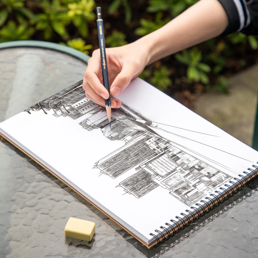 Sổ vẽ phác thảo Deli - Gáy lò xo - Khổ dọc A4 A3 B5 - Sổ vẽ không kị tẩy 110gsm / 160gsm - 73357 / 7